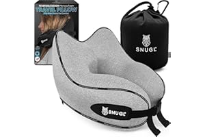 SNUGL Nackenkissen Memory Foam Waschbar & Verstellbar | Kuscheliges Nacken Reisekissen Für Flugzeug, Auto & Unterwegs | Reise-Kissen Nackenhörnchen, Neck Travel Pillow (Grau, Erwachsener Klein)