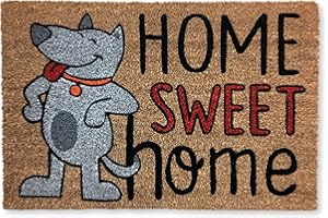 KOKO DOORMATS Zerbino Ingresso casa | Tappeto ingresso casa divertenti DOG HOME SWEET HOME in fibra di cocco e base tappeto antiscivolo da PVC | Zerbini per ingresso esterno con misure 40x60x1,5 cm.