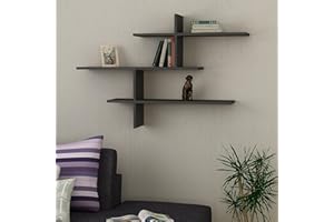 HOCUS PICUS Hocuspicus 3 Tier Wall Shelf Many Colour Options- Easy to Assemble - Living Room Office Storage - 123x80x22cm (Anthracite)