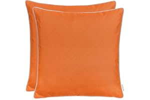 Brandsseller Coussin décoratif de Jardin avec Passepoil – Fil Teint uni - Résiste à la saleté et à l'eau - avec Fermeture Éclair – Taille : 45 x 45 cm, 100% Polyester, Orange/Terra, Lot de 2