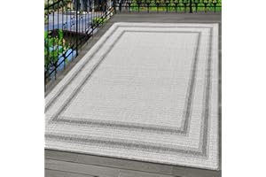 Carpetsale24 Alfombra de Exterior, Color Crema, diseño de Borde, 110110, Alfombra Rectangular, Alfombras para terraza-balcón-jardín o Cocina, 200 x 290 cm