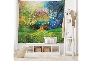 ABAKUHAUS Ethnique Tapisserie, Thème Terre Mère, Décoration Murale en Tissu pour la Chambre à Coucher Le Salon Le dortoir, 230 cm X 140 cm, Vert Bleu