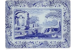 Portmeirion Home & Gifts Pimpernel Blue Italian Glass Worktop Saver, Blue & White, 30 x 40cm