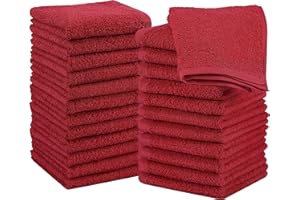 Utopia Towels - Set Di 24 Asciugamani - 100% Cotone Filato Ad Anelli, Asciugamano Di Flanella Di Qualità Superiore, Altamente Assorbente e Morbido (Rosso)