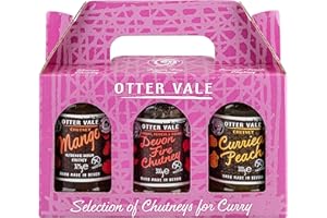 Otter Vale Chutney for Curry Gift Pack, Three Great chutneys: Mango, Devon Fire, Curried Peach, Hand-Made in Devon, Gluten-Free, 3 x Glass Jars Total 925 g