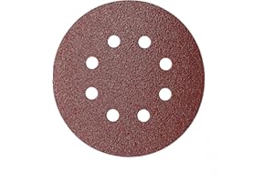 Mirka Discos de lija Red de 125 mm de diámetro, adhesión de velcro, 8 agujeros, grano P60, 5 unidades, para lijar madera, metal y plástico
