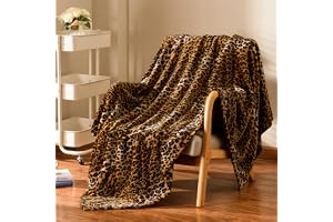 Excervent 3D Leopard flanell fleece prydnadsfilt, 300 GSM lätt gepardfilt för bäddsoffa, supermjuka mysiga varma filtar, 127