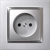 Simon 10 Plug Schuko 10 A 250 V Flat Wall Aluminium Anti-Fingerprint | Flat and thin wall plug, easy to install, includes fra