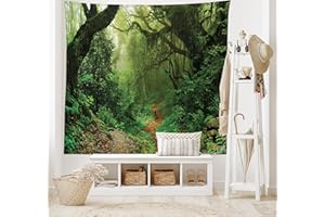 ABAKUHAUS Nepal Tapiz, Forestal en Asia turística, Decoración de pared para dormitorio, 230 x 140 cm, Marrón Verde