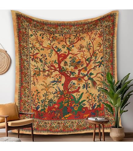 A.Monamour Vintage Blumen-Wandteppich 229x153cm – Vielseitige Dekodecke Für Wand, Bett Oder Strand