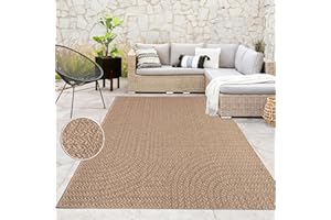 Paco Home Alfombra de Yute para Interior y Exterior - Natural y Negra, Resistente y Elegante, Ideal para Patio y Salón, tamaño:160x230 cm, Color:Beige 5