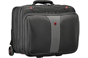 WENGER Trolley Porta PC Patriot, Notebook fino a 17”, Tablet fino a 10’’, Cartella con Ruote, Organizer, 38 l, Uomo Donna, Ufficio Viaggi di Lavoro, Nero, Sostenibile, 612259