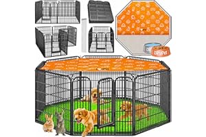 LovPet Welpenlaufstall Freilaufgehege Welpenauslauf I Hundelaufstall XXL 8 Gitter je 80x80 cm I Wetterfester Tierlaufstall mit Tür für Hund Katze Welpe Kaninchen Meerschweinchen I mit Dach & Erdankern