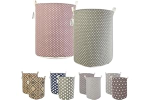 LessMo 2PCS 19,7" Paniers à Linge, Paniers à Linge Pliable Grand Bac de Rangement en Tissu Corbeille à Linge pour Organiser Chambre d'enfants, Jouets, Vêtement (Point, 19,7")