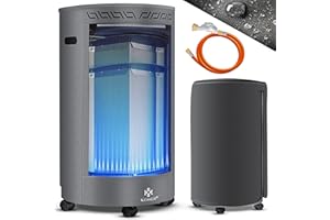 KESSER® Gasheizer Keramik 4200 Watt Gas Heizstrahler inkl. Gasdruckregler Gasschlauch - Gasheizofen inkl. Schutzhülle Gasheizgerät, Infrarot Keramikbrenner, Butan- oder Propangasflaschen Grau