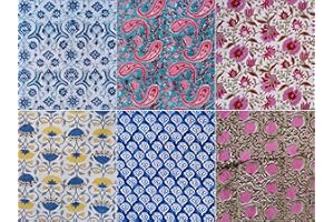 THIRD EYE EXPORT Beautiful Cloth Napkins Set of 6: Cotton Dinner Napkins, Washable & Reusable Table Linens with Indian Hand Block Print Design - 16xInch Home Décor Perfect for Any Occasion (Fall/White/Linen/Fabric).