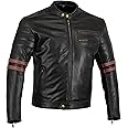 Bikers Gear The Rocker Motorcycle Black Leather Cafe Racer Jacket CE1621-1 PU Armour