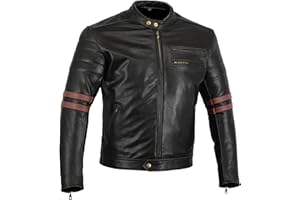 BIKERS GEAR AUSTRALIA Bikers Gear UK veste de Moto couleur Black & Oxblood en cuir travaille Blouson modèle Café Racer Hybrid avec Protection approuvées CE