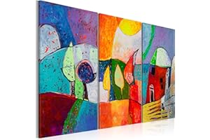 painted murando 100% Hand-made painting 120x80 cm Hand Painting Modern paintings Unique original patterns Canvas XXL 3 pieces city colorful abstraction abstract 5520