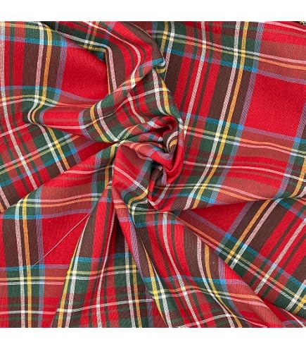 Tessuto Tartan Rosso E Bianco 100% Cotone Spazzolato &ndash; Larghezza 60'' &ndash; Perfetto Per Abiti, Gonne E Artigianato
