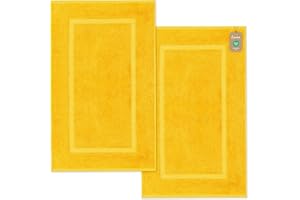 ‎LAVEA Lavea® 2er Set Badematte 50x80 cm – Waschbare Badematten aus 100% Baumwolle, Frottierserie Elena, 800 g/m², extra saugstark und strapazierfähig – ideal für Badezimmer und Dusche – Rapsgelb