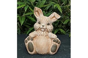 Tiefes Kunsthandwerk Steinfigur Hase - Terrakotta, Figur, Deko, Garten, Osterdeko, Osterhase, Steinguss