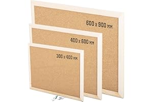 KAV – Tableau en Liège Classique en Bois Naturel, Marron, avec 6 Punaises – Parfait pour Bureau, Maison, École, Mémo et Organisation (300MM x 400MM)