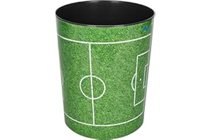‎LÄUFER Läufer 26665 Papierkorb Fußballfeld, 13 Liter Mülleimer, perfekt für das Kinderzimmer, rund, stabiler Kunststoff, Abfalleimer für Kinder
