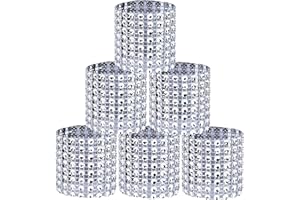 Rond de Serviette de Table Ruban Strass Argent Parure en Bling pour la Décoration 50pcs de Diamants d'anniversaire de Mariage