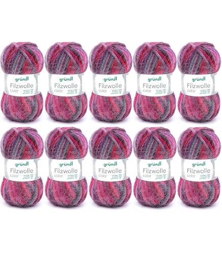 Gründl Colore Lana per infeltrire, (Certificato Oeko Tex ®, 100% Lana Vergine per infeltrire, 50 g / 50 m, Dimensione dell'ago: 8 9, 10 gomitoli á 50 g), Blu Verde ocra Rosso Arancio Multicolore