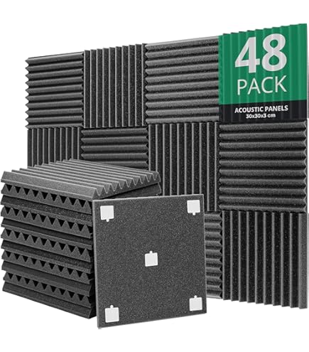 TONOR Lot de 4 Panneau Acoustique Mural, Mousse Panneau Acoustique Bois
