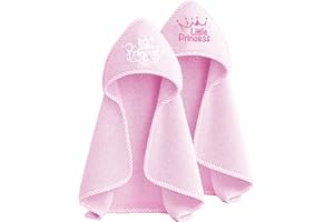 Soft Touch Newborn Essentials 100% Cotton Embroidered Hooded Baby Towel 70 x 70cm for Baby Boys and Girls 0-24 Months (2-Packs)