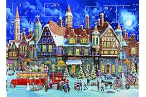 TRACKS PUBLISHING Traditional Advent Calendar Christmas Houses And Snow Glitter Finish