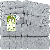 Utopia Towels - 8 Piece Bath Towel Set (Cool Grey) | 97% Cotton Ring Spun, 8 piece set, soft, absorbent, quick drying and mac