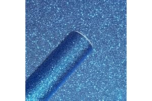 Yullpaper Glitzer Tapete Blau Dekofolie Möbelfolie Selbstklebend Klebefolie Blau für Schlafzimmer Schrankfolie Glitzer Tapeten Wohnzimmer Selbstklebende Folie Möbel Puppenhaus Tapete Blau 40cm X 200cm
