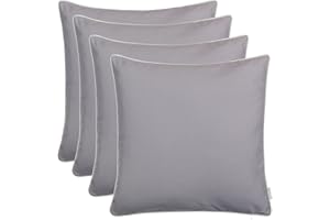 Brandsseller Cojines Decorativos para jardín al Aire Libre con Ribete teñidos con Hilo Resistentes a la Suciedad y al Agua con Cremallera tamaño: 45x45 cm (Pack Ahorro de 4 Unidades) Gris Oscuro