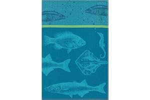 Coucke – French Coton Jacquard Serviette 20 x 30-inches Banc De Poissons Bleu