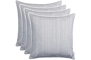 ‎BRANDSSELLER Brandsseller 4er Set Outdoor Kissen 45x45 cm – Wetterfeste Zierkissen mit Paspel in Leinenoptik – Wasserabweisende Gartenkissen & Dekokissen für draußen – Sofakissen für Balkon & Terrasse - Hellgrau