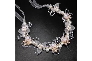 Heveer Fascia per Capelli da Fiore Copricapo a Fiore da Principessa Nozze Pezzo di Capelli con Nastro per Ragazze Donne Bianco, Oro