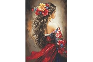 Luca-S Petit Point Kit Gold - La Chica Española, G702, Kit de Punto de Cruz Contado para Adultos, Kit de Costura y Bordado