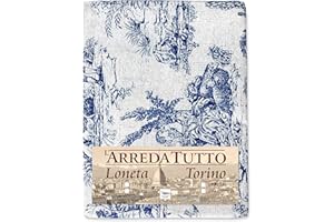 Tex family Telo ARREDO copritutto Gran Foulard COPRILETTO copridivano Tessuto LONETA (Toiles de Jouy Blu, 1 Piazza)