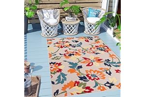 Mazovia Carpeto Rugs Alfombra - Diseño Floral Orientale de Outdoor - Impermeable Alfombra Exterior - Alfombras de Patio, Balcón y Veranda - Naranja Colorido 140x200 cm