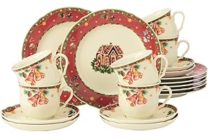 Seltmann Weiden Servicio de café de 18 Piezas. Marieluise-Estrella navideña, Porcelana, Rojo