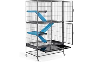 Yaheetech Grande Jaula Hamster con Ruedas Jaula Chinchilla Separados Dos Pisos para Cobaya Hurones Casa para Ratoncillos Roedores 137x78x51cm