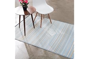 FAB HABITAT FAB HAB Tappeto da Esterno Impermeabile, Resistente allo sbiadimento, Senza Pieghe, in plastica Riciclata di Alta, Cancun - Blu Ombra - 150 cm x 240 cm