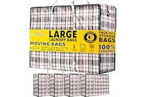 Deco Express Bolsas Ropa Sucia con Cremallera y Asas, 60x50x25cm, Pack de 5, Bolsa Almacenaje 75L Resistentes para Ropa, Mudanza (Pack of 5)