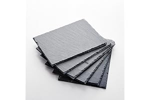 MALACASA, Natural Slate Set of 6 Slate Cheese Boards Rectangle Placemats for Dinner Parties and Entertaining