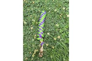 TGW Riding Führstrick für Pferd - Anbindestrick in verschiedenen stylischen Designs, 2.6METERS Führleine, Anbindeseil Pony, Esel, Ziege (Grün/lila, Rosegold Clip)