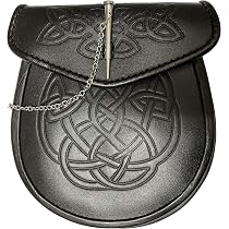 Hamilton Kilts Sporran Portefeuille Écossais - Cuir Et Tissu - Chaîne Pour Ceinture Kilt Highland