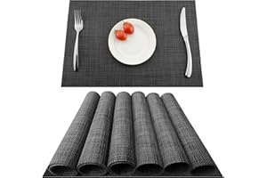 Kokako - Set di 4 tovagliette all'americana, antiscivolo, lavabili, in PVC, resistenti al calore, resistenti allo sporco e lavabili, ideali per la cucina e la tavola, PVC, grigio scuro, 6